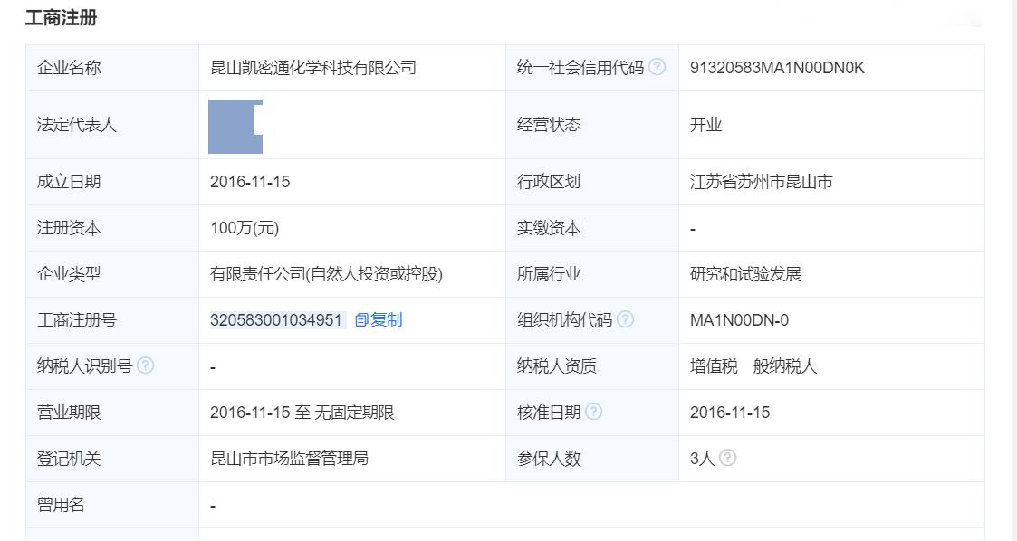 昆山凯密通化学科技有限公司成立啦